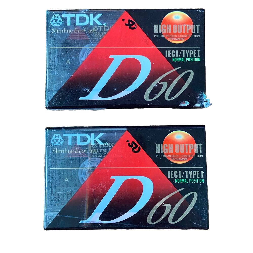 TDK D60 High Output Blank Audio Cassette Tapes IECI TYPE I Lot Of 2 - Read